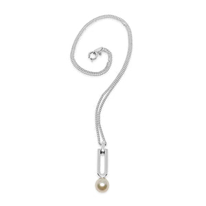 Mid Century Modern Japanese Cultured Akoya Pearl Pendant- Sterling Silver