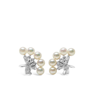 Mikimoto Fan Akoya Saltwater Cultured Pearl Screwback Earrings- Sterling Silver