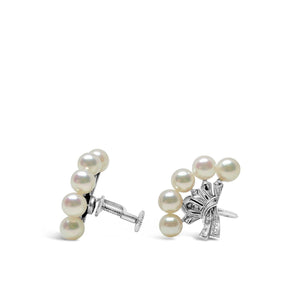 Mikimoto Fan Akoya Saltwater Cultured Pearl Screwback Earrings- Sterling Silver