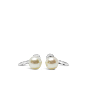 Fuji Pearl Designer Akoya Saltwater Cultured Pearl Screwback Earrings- Sterling Silver