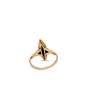 Victorian Navette Seed Pearl & Turquoise Antique Ring- 10K Rose Gold