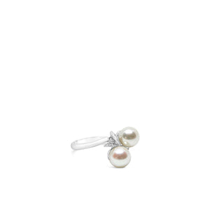 Vintage Floral Japanese Saltwater Akoya Cultured Pearl Ring- Sterling Silver