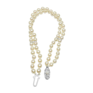 Engraved Double Strand Japanese Saltwater Akoya Cultured Pearl Bracelet- Sterling Silver