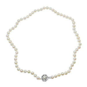 Mid Century Floral Cherry Blossom Japanese Saltwater Cultured Akoya Pearl Strand 