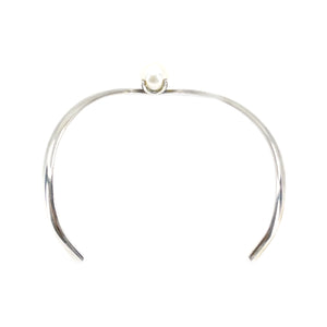 V Cuff Japanese Saltwater Akoya Cultured Designer Pearl Bracelet- Sterling Silver