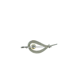 Modernist Single Japanese Saltwater Akoya Cultured Pearl Vintage Pin Brooch Pendant- Sterling Silver