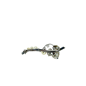 Vintage Grape Branch Japanese Saltwater Akoya Cultured Pearl Pin Brooch- Sterling Silver