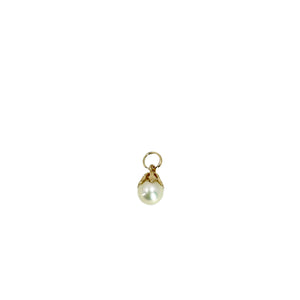Charm Vintage Japanese Saltwater Akoya Pearl Solitaire Drop Pendant- 14K Yellow Gold