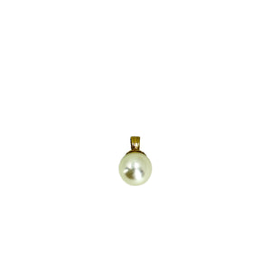 Vintage Buttercup Charm Japanese Saltwater Akoya Pearl Solitaire Drop Pendant- 14K Yellow Gold