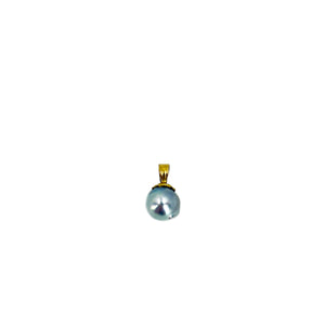 Vintage Baroque Blue Japanese Saltwater Akoya Pearl Solitaire Pendant- 14K Yellow Gold