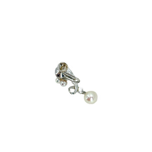 Mikimoto Deco Style Akoya Saltwater Cultured Pearl Vintage Screwback Earrings- Sterling Silver