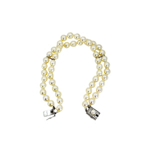 Vintage Double Strand High Quality Japanese Saltwater Akoya Cultured Pearl Bracelet- Sterling Silver