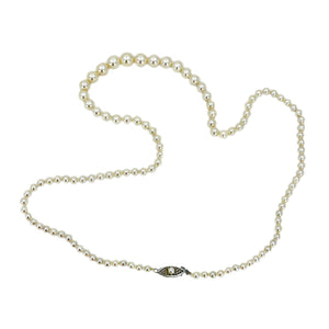 High Quality Graduated Vintage Japanese Saltwater Cultured Akoya Pearl Necklace - 14K White Gold 21.50 Inch