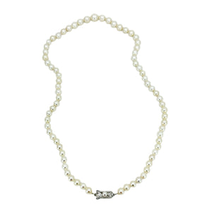 Large Mikimoto Japanese Cultured Akoya Pearl Vintage Strand Necklace- 14K White Gold 22 Inch