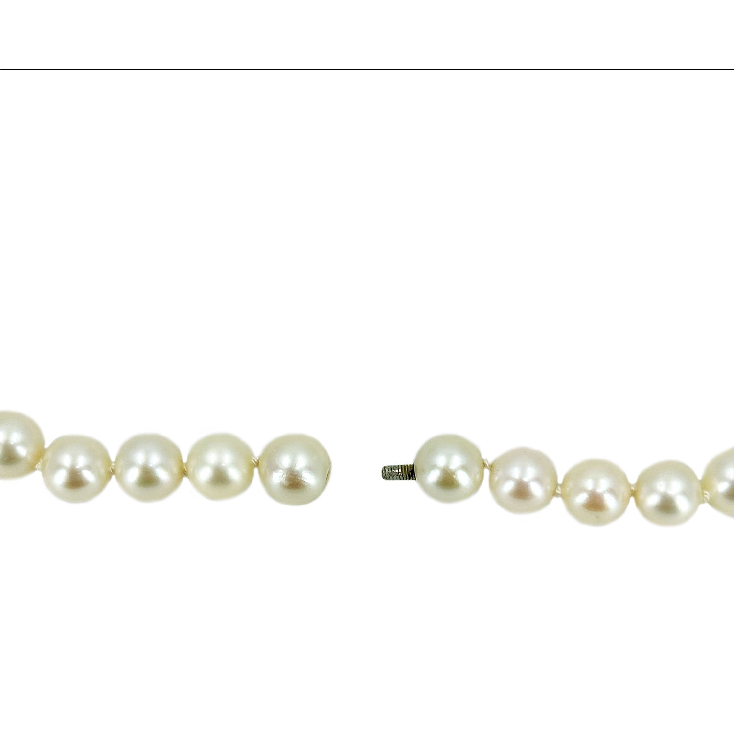 Hidden Clasp Japanese Saltwater Cultured Akoya Pearl Vintage Necklace Strand - 24 Inch