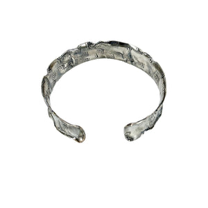 Abstract Artisan Vintage Cuff Japanese Saltwater Akoya Cultured Pearl Bracelet- Sterling Silver