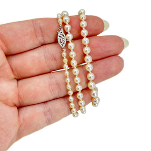Semi-Baroque Vintage Japanese Saltwater Cultured Akoya Pearl Necklace - 10K White Gold 18 Inch
