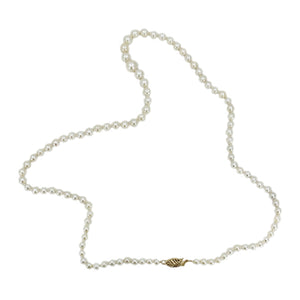 Vintage Graduated Japanese Cultured Saltwater Akoya Pearl Necklace Strand - 14K Yellow Gold 20 Inch