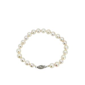 Semi Baroque Vintage Japanese Saltwater Akoya Cultured Pearl Bracelet- Sterling Silver