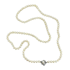 Opera Length Mid-Century Japanese Saltwater Cultured Akoya Pearl Vintage Necklace - Sterling Silver 33 Inch