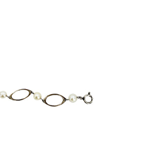 Lightweight Modernist Mid-Century Japanese Saltwater Akoya Cultured Pearl Vintage Bracelet- Sterling Silver