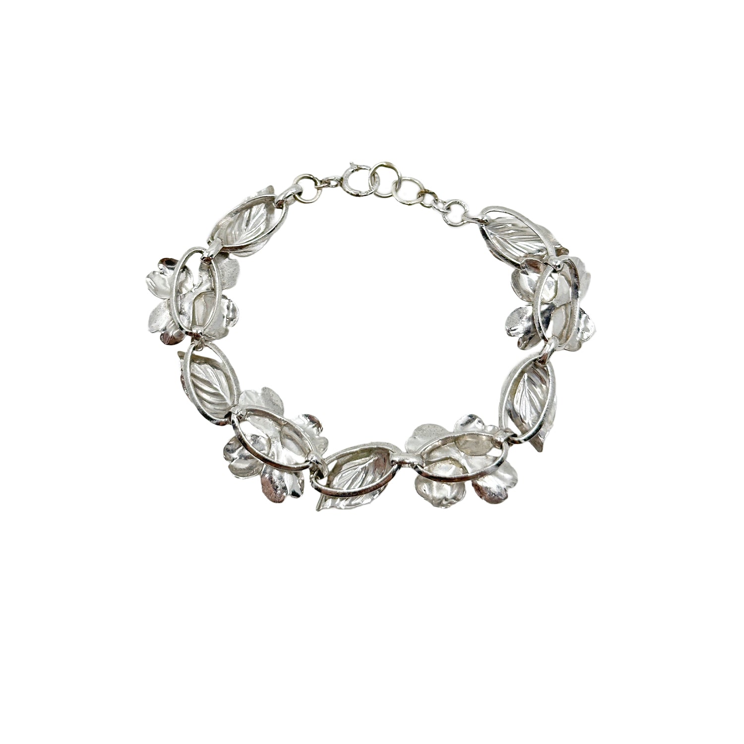 HSB Designer Dogwood Japanese Saltwater Akoya Cultured Pearl Link Flower Bracelet Harry S Bick - Sterling Silver