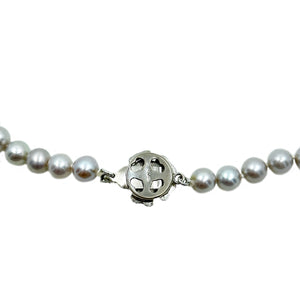 Baroque Blue Graduated Vintage Mid Century Japanese Saltwater Cultured Akoya Pearl Necklace - Silver 21 Inch