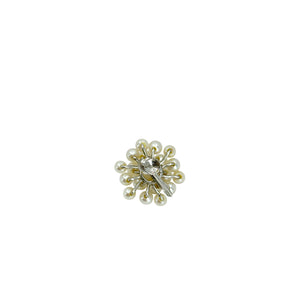 Modernist Snowflake Cluster Akoya Saltwater Cultured Pearl Vintage Screwback Earrings- Sterling Silver