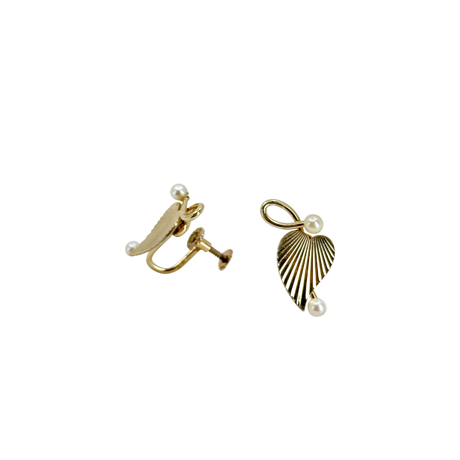 Krementz Designer Mid-Century Akoya Saltwater Cultured Pearl Screwback Vintage Earrings - Gold Filled