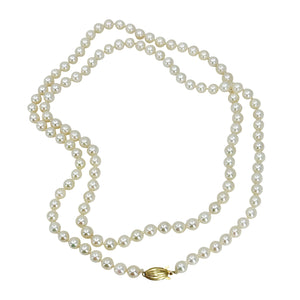 Opera Strand Mikimoto Blue Lagoon Japanese Cultured Akoya Pearl Necklace - 14K Yellow Gold 31.25 Inch