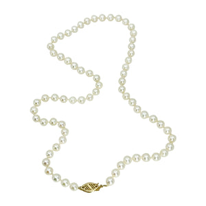 Petite Estate Mid-Century Japanese Cultured Saltwater Akoya Pearl Vintage Necklace - 14K Yellow Gold 17.25 Inch
