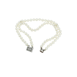 Vintage Double Strand Japanese Saltwater Akoya Cultured Pearl Vintage Bracelet- Sterling Silver