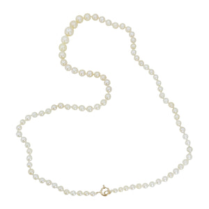 Vintage Graduated Japanese Cultured Saltwater Akoya Pearl Necklace - 14K Yellow Gold 18 Inch