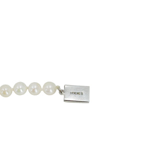 Square Mid-Century Vintage Japanese Saltwater Cultured Akoya Pearl Necklace - Sterling Silver 16.50 Inch
