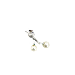Mayuyama Vintage Designer Akoya Saltwater Cultured Pearl Vintage Screwback Cherry Earrings- Sterling Silver