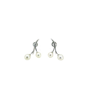 Mayuyama Vintage Designer Akoya Saltwater Cultured Pearl Vintage Screwback Cherry Earrings- Sterling Silver