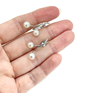 Mayuyama Vintage Designer Akoya Saltwater Cultured Pearl Vintage Screwback Cherry Earrings- Sterling Silver