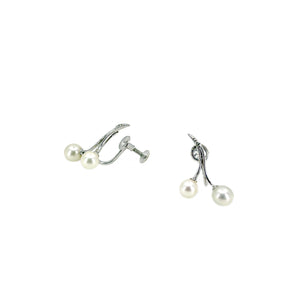 Mayuyama Vintage Designer Akoya Saltwater Cultured Pearl Vintage Screwback Cherry Earrings- Sterling Silver