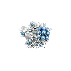 Mayuyama Mid-Century Modern Blue Japanese Saltwater Akoya Cultured Pearl Vintage Brooch Obijime Pendant- Sterling Silver