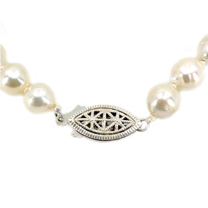 Baroque Vintage Filigree Japanese Saltwater Akoya Cultured Pearl Bracelet- Sterling Silver