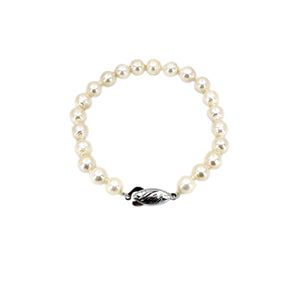 Engraved Baroque Vintage Japanese Saltwater Akoya Cultured Pearl Bracelet- Sterling Silver