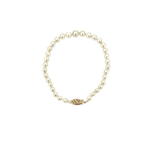 Graduated Vintage Japanese Saltwater Akoya Cultured Pearl Bracelet- 14K Yellow Gold