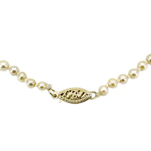Golden Cream Estate Japanese Cultured Saltwater Akoya Pearl Vintage Necklace - 14K Yellow Gold 21 Inch