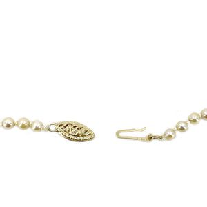 Golden Cream Estate Japanese Cultured Saltwater Akoya Pearl Vintage Necklace - 14K Yellow Gold 21 Inch