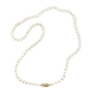 Petite Vintage Japanese Cultured Saltwater Akoya Pearl Mid-Century Necklace - 14K Yellow Gold 18.75 Inch
