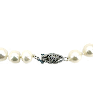 Mid-Century Sunburst Baroque Japanese Saltwater Cultured Akoya Pearl Vintage Necklace - 14K White Gold 17.75 Inch