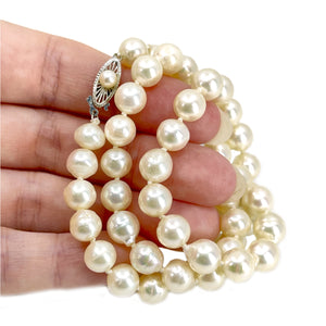 Mid-Century Sunburst Baroque Japanese Saltwater Cultured Akoya Pearl Vintage Necklace - 14K White Gold 17.75 Inch