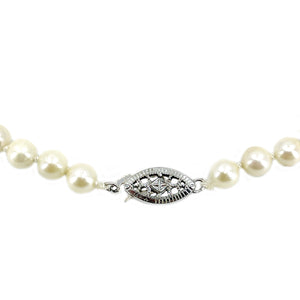Petite Mid-Century Japanese Saltwater Cultured Akoya Pearl Vintage Necklace - 10K White Gold 24 Inch