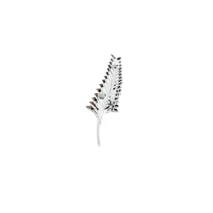 De Curtis Designer Vintage Japanese Saltwater Cultured Akoya Pearl Palm Leaf Brooch- Sterling Silver