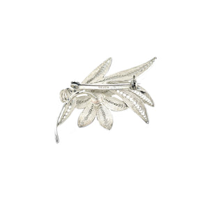 Retro Filigree Flower Japanese Saltwater Akoya Pearl Vintage Earrings & Brooch Set- Sterling Silver